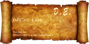 Dóri Elek névjegykártya